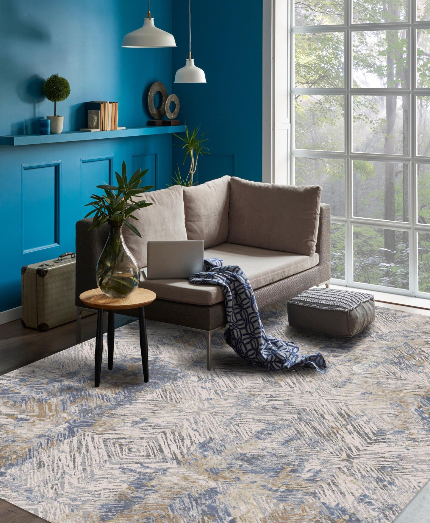 Marisol Abstract Transitional Navy Indoor Rug