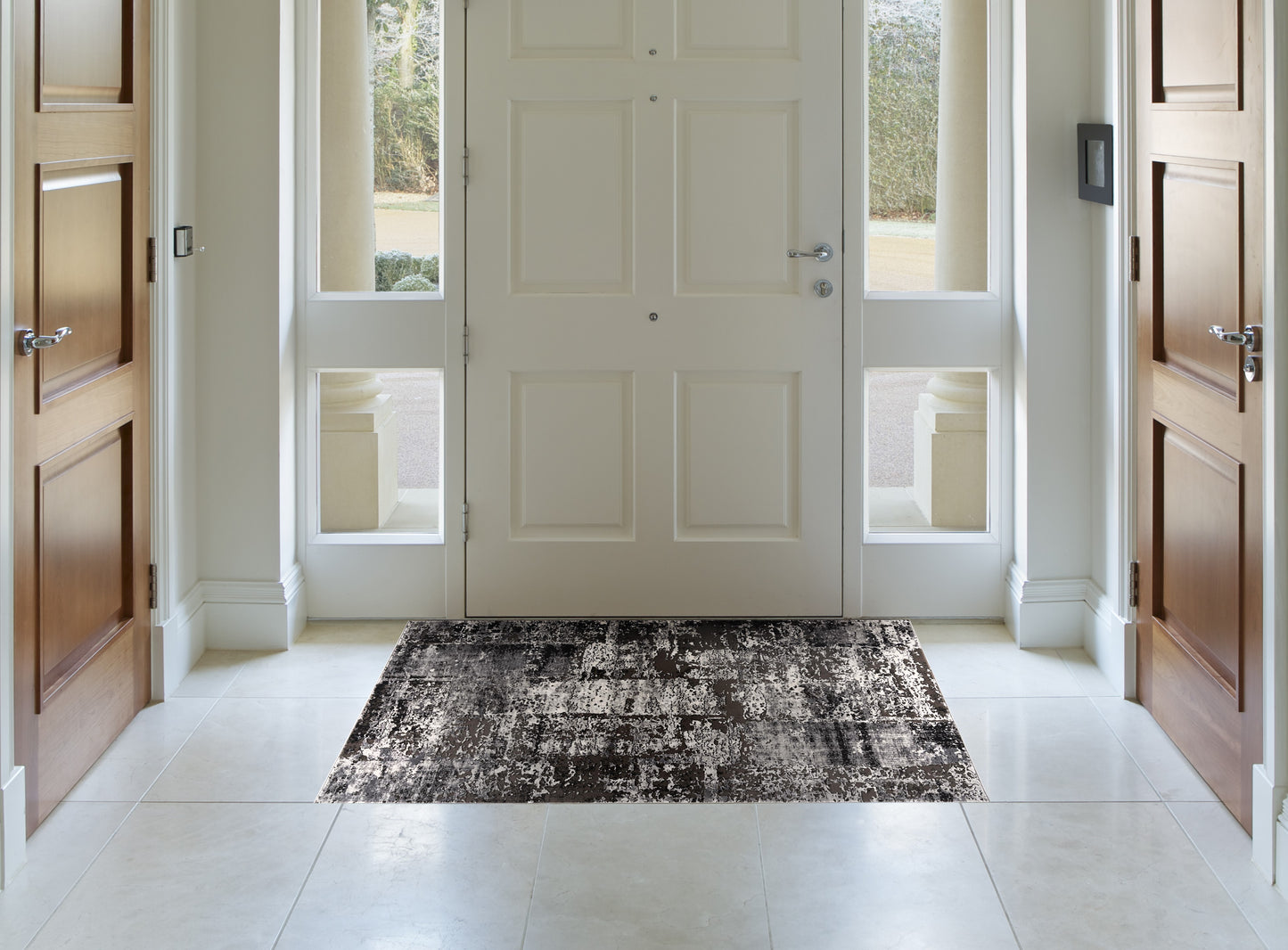 Obsidian Abstract Contemporary Grey and Black Indoor Rug