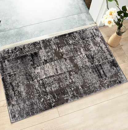 Obsidian Abstract Contemporary Grey and Black Indoor Rug