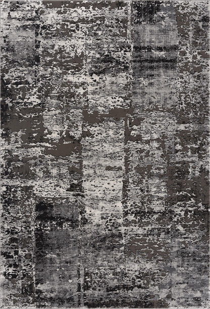 Obsidian Abstract Contemporary Grey and Black Indoor Rug