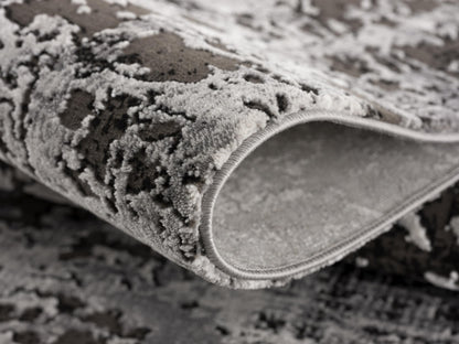 Obsidian Abstract Contemporary Grey and Black Indoor Rug