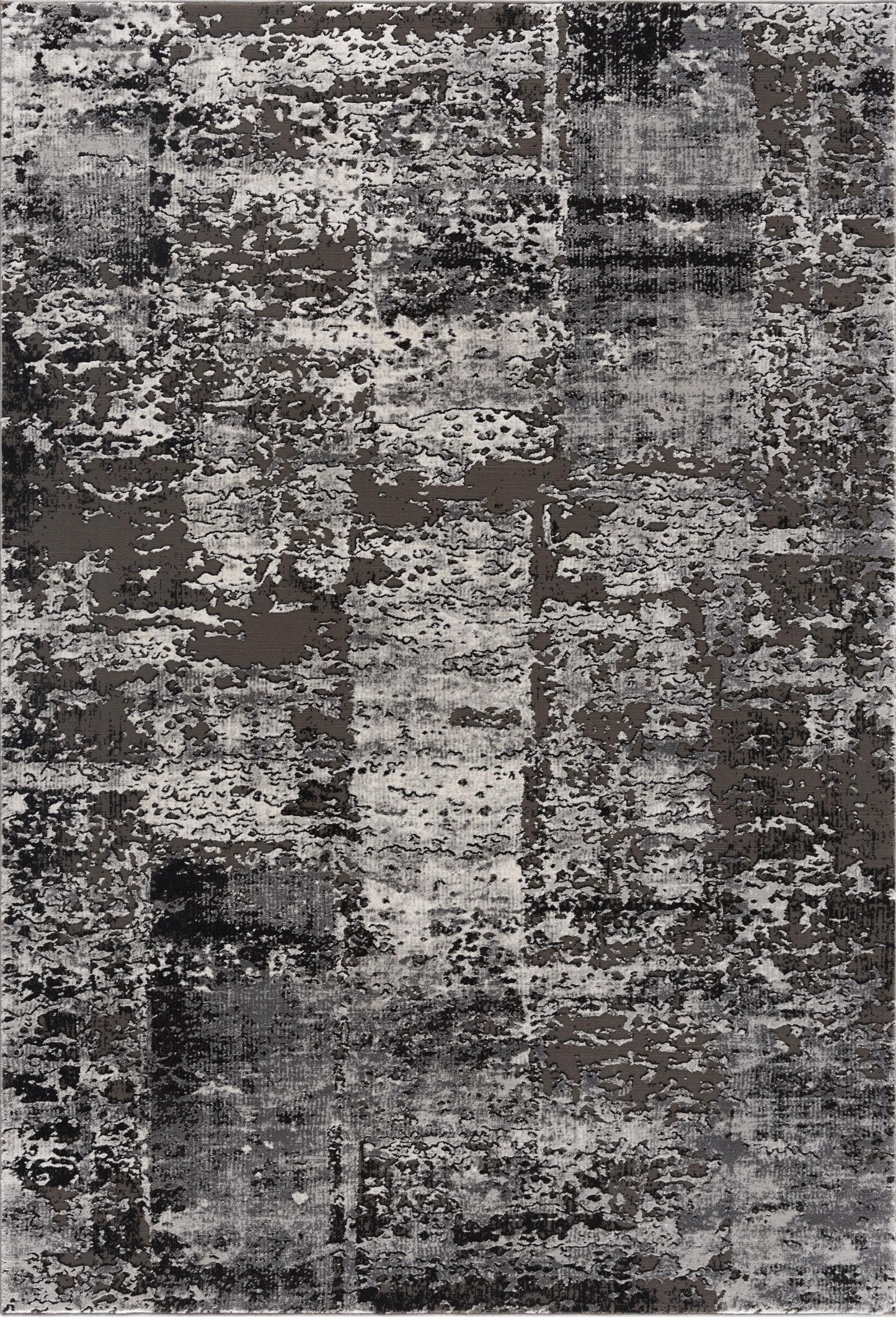 Obsidian Abstract Contemporary Grey and Black Indoor Rug