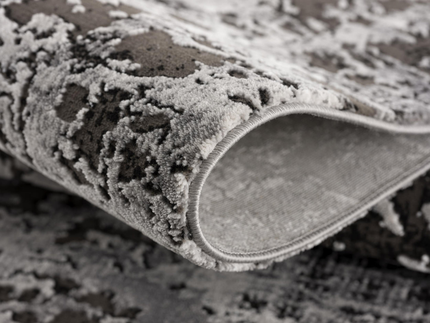 Obsidian Abstract Contemporary Grey and Black Indoor Rug