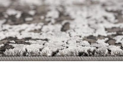 Obsidian Abstract Contemporary Grey and Black Indoor Rug