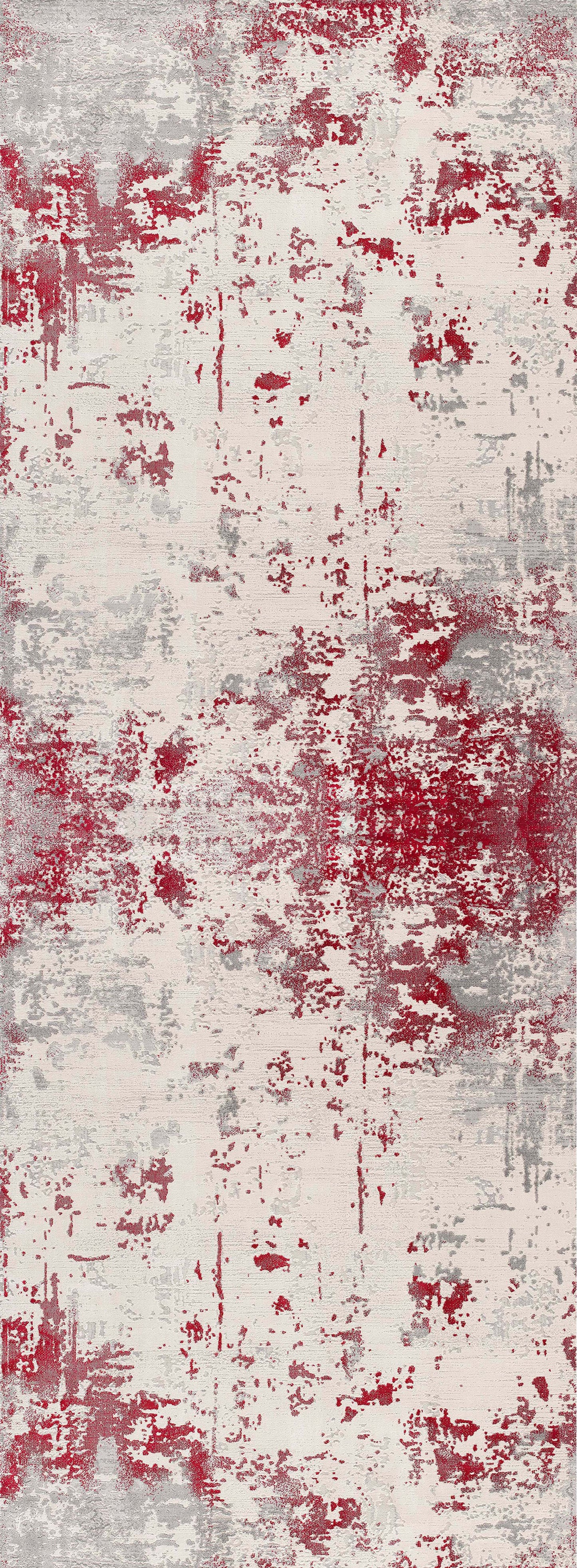 Solenne Abstract Contemporary Red and Grey Indoor Rug