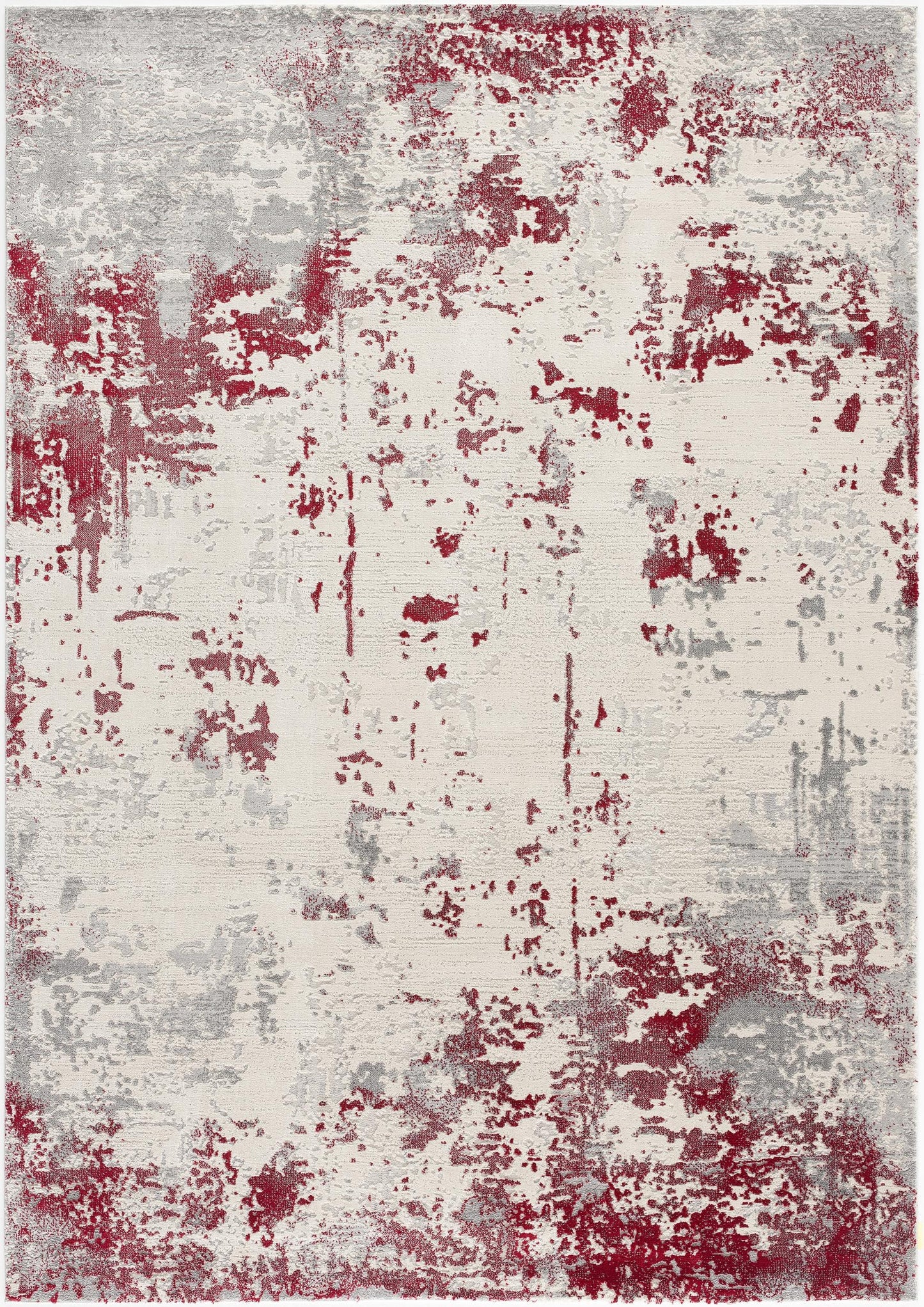 Solenne Abstract Contemporary Red and Grey Indoor Rug