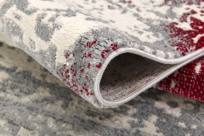 Solenne Abstract Contemporary Red and Grey Indoor Rug