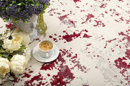 Solenne Abstract Contemporary Red and Grey Indoor Rug