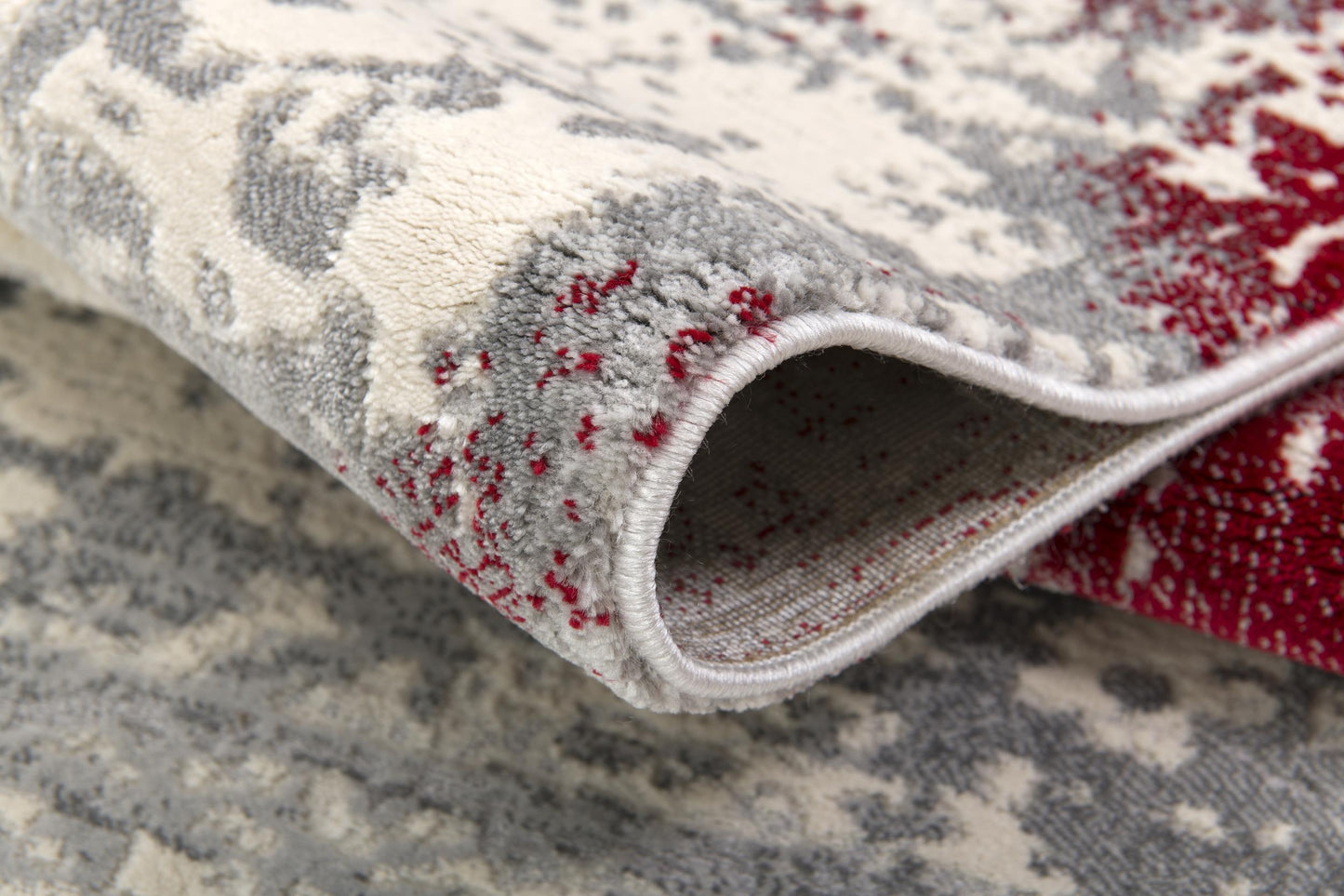 Solenne Abstract Contemporary Red and Grey Indoor Rug