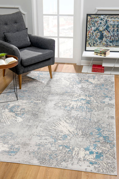 Zephira Abstract Contemporary Blue Indoor Rug
