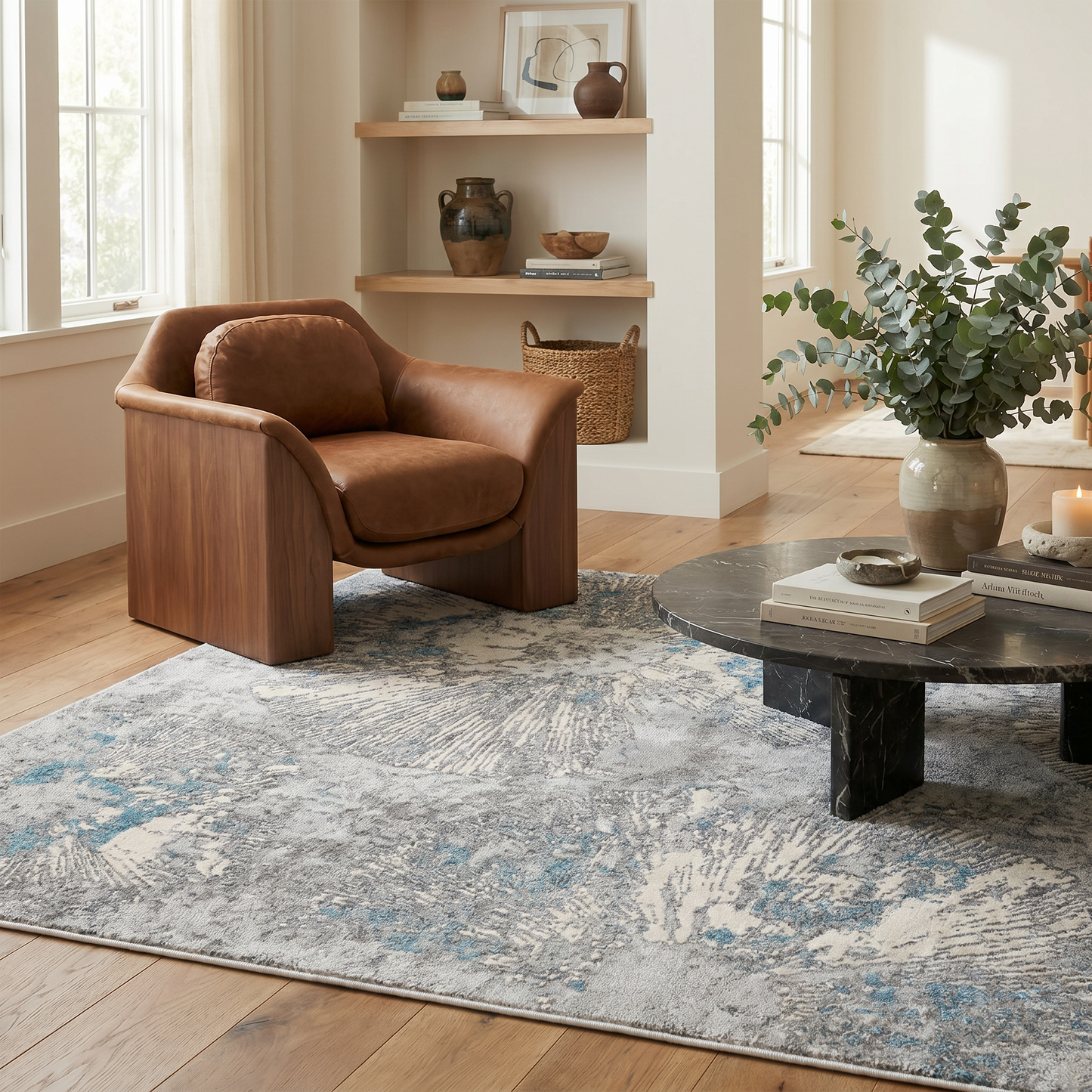 Zephira Abstract Contemporary Blue Indoor Rug