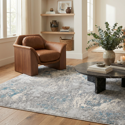Zephira Abstract Contemporary Blue Indoor Rug