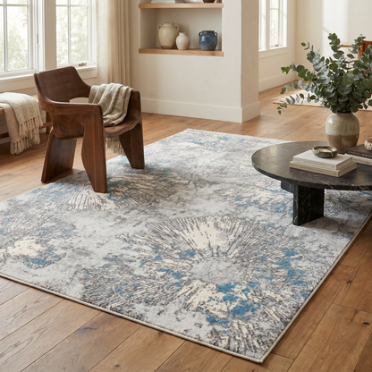 Zephira Abstract Contemporary Blue Indoor Rug