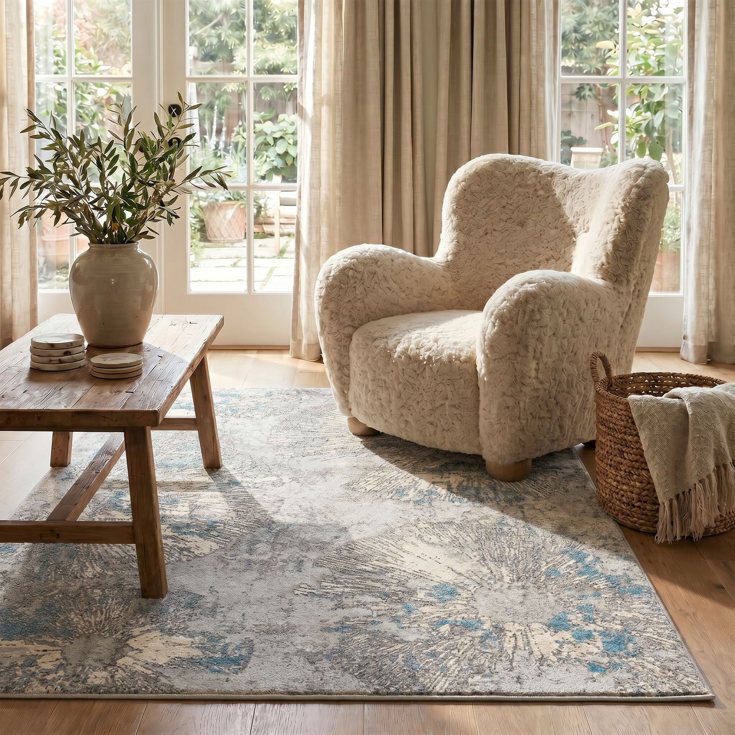 Zephira Abstract Contemporary Blue Indoor Rug
