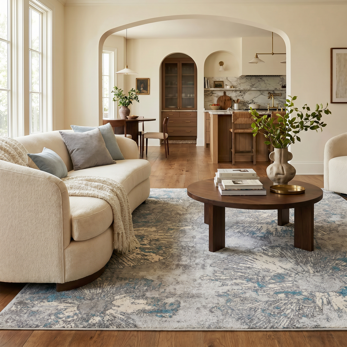 Zephira Abstract Contemporary Blue Indoor Rug