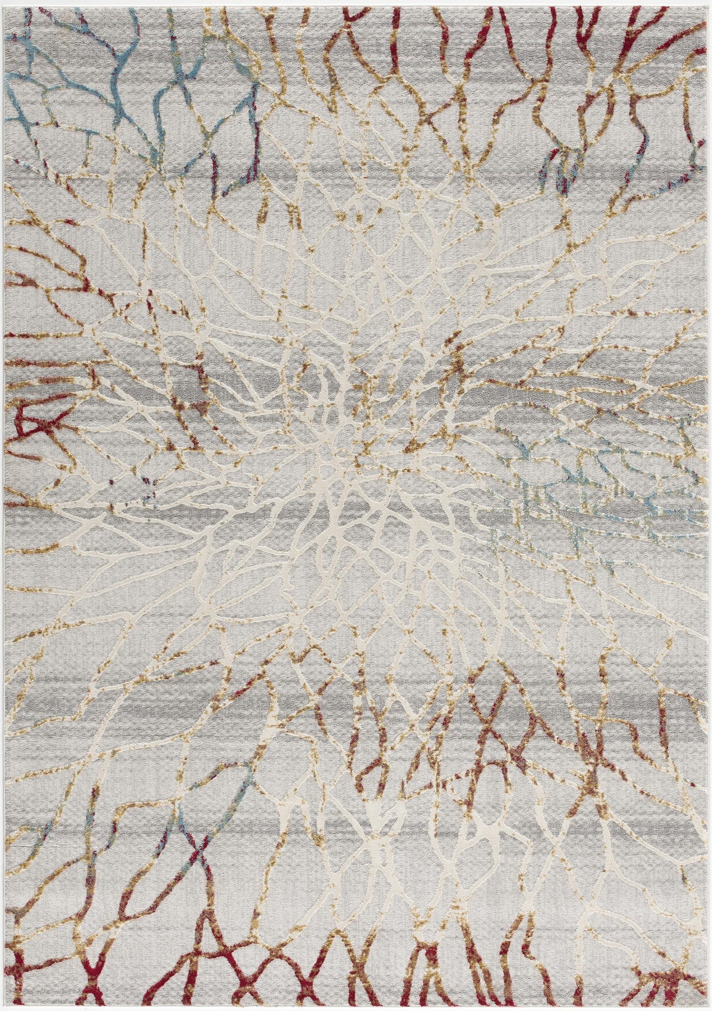 Lunara Abstract Contemporary Grey and Red Indoor Rug-3