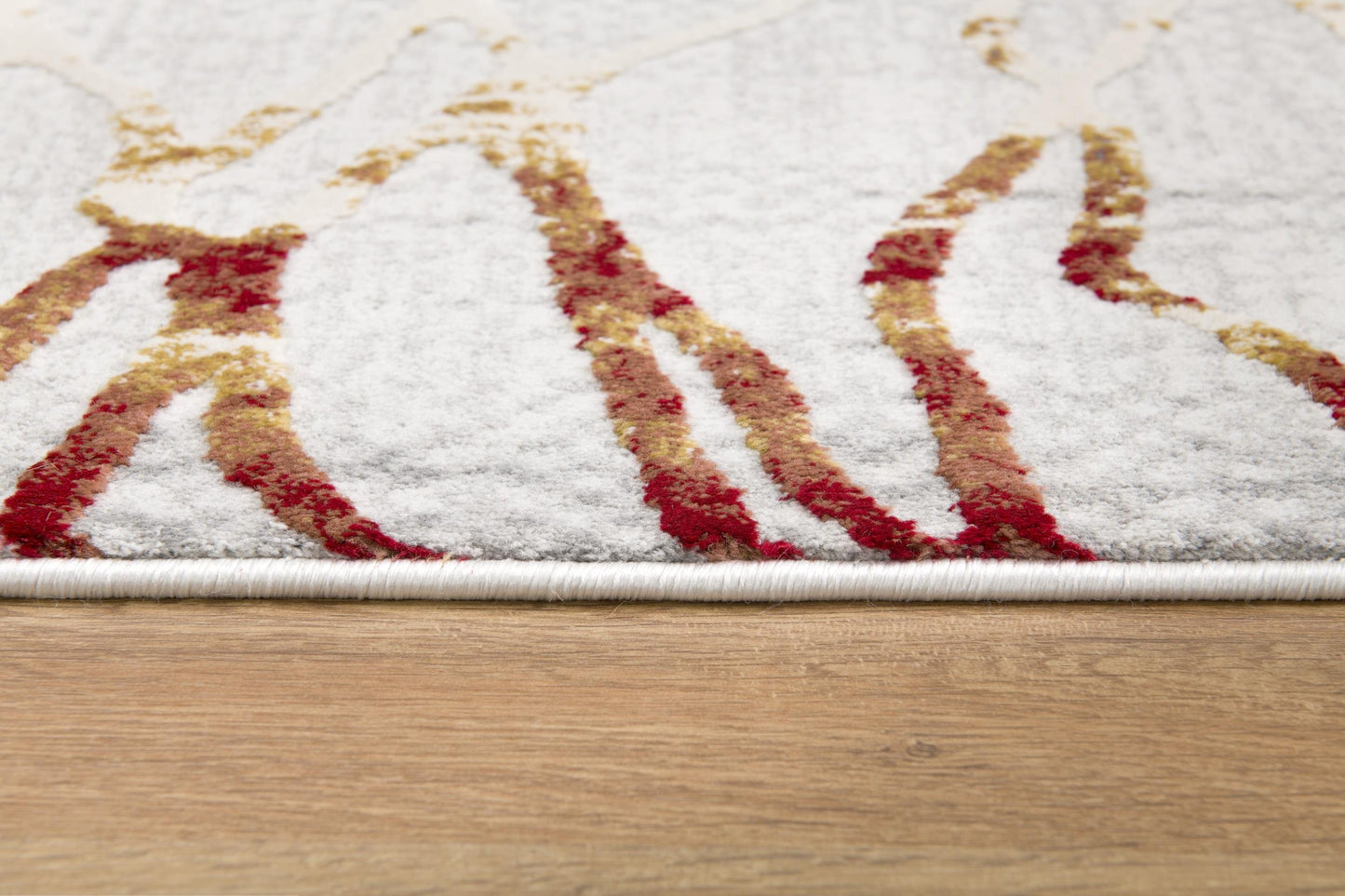 Lunara Abstract Contemporary Grey and Red Indoor Rug-9
