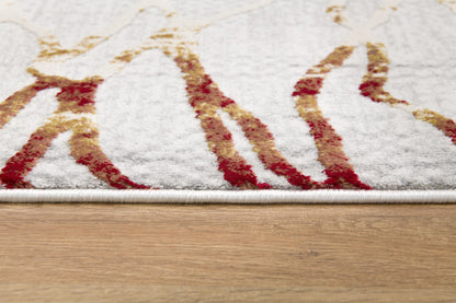 Lunara Abstract Contemporary Grey and Red Indoor Rug-9
