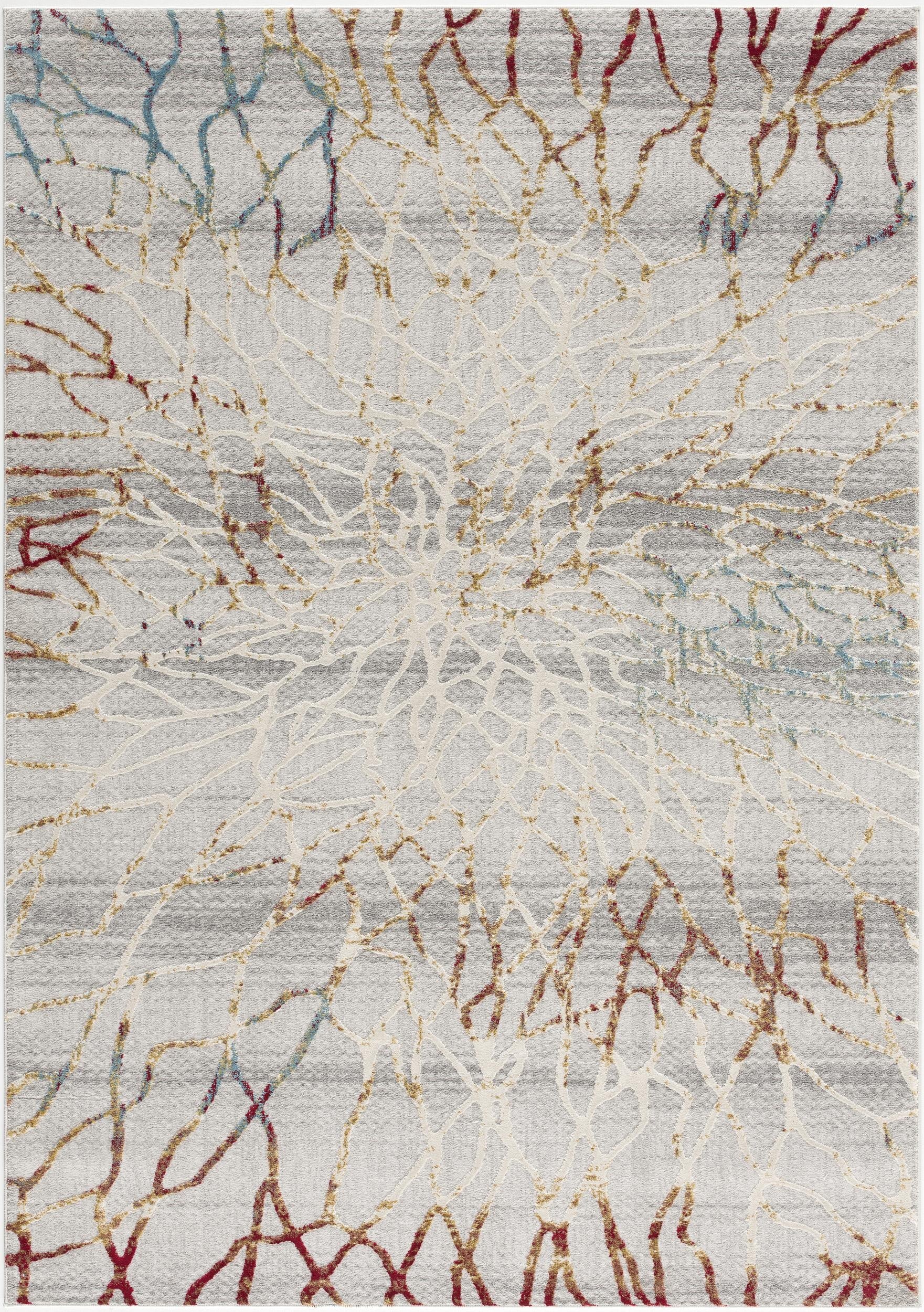 Lunara Abstract Contemporary Grey and Red Indoor Rug-12
