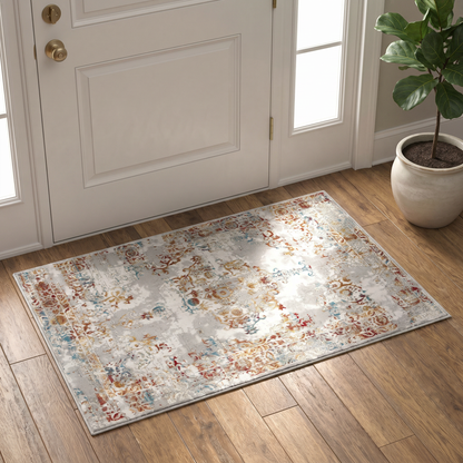 Seraphin Abstract Contemporary Grey and Red Indoor Rug