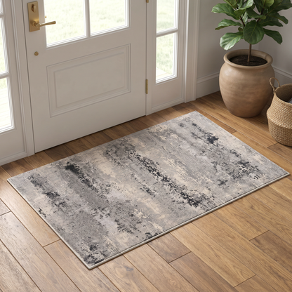 Cendro Abstract Contemporary Grey and Beige Indoor Rug