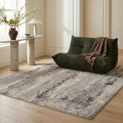 Cendro Abstract Contemporary Grey and Beige Indoor Rug