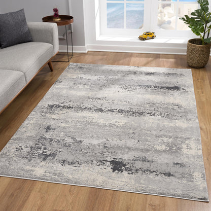 Cendro Abstract Contemporary Grey and Beige Indoor Rug