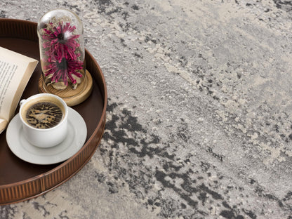 Cendro Abstract Contemporary Grey and Beige Indoor Rug