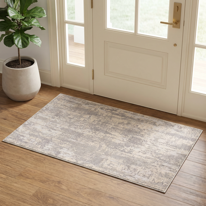 Tranquil Abstract Contemporary Grey and Beige Indoor Rug