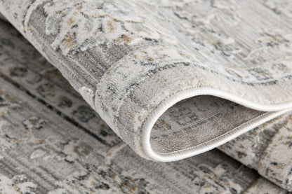 Marvella Damask Transitional Grey and Cream Indoor Rug-7