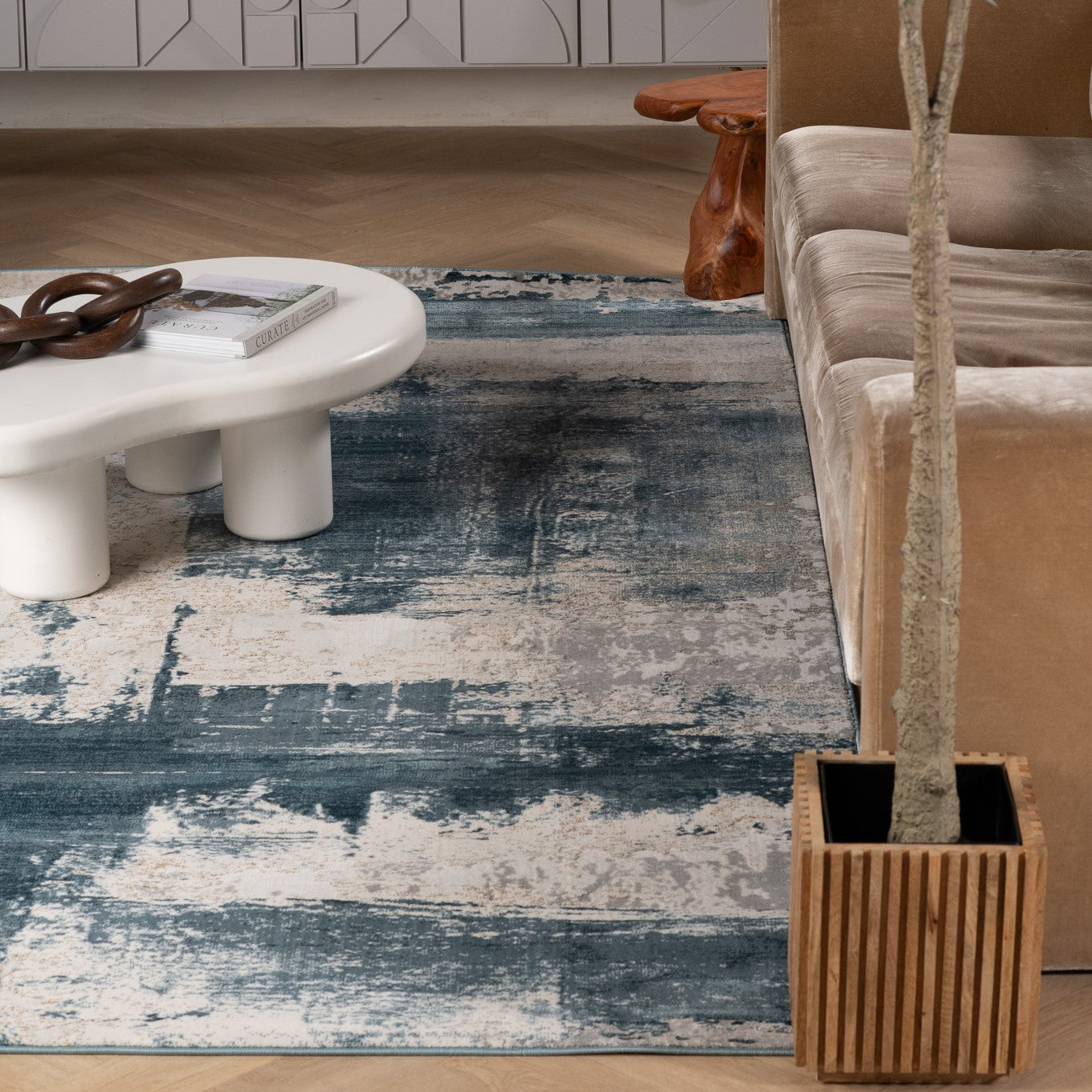 Terano Abstract Contemporary Blue Indoor Rug