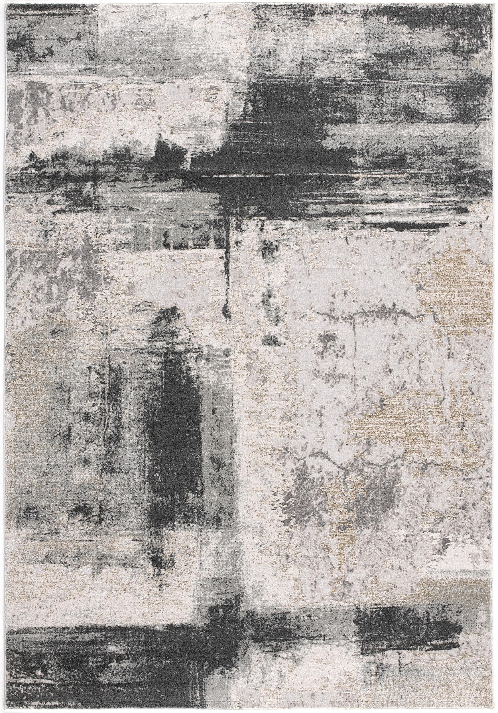 Terano Abstract Contemporary Grey and Beige Indoor Rug-3