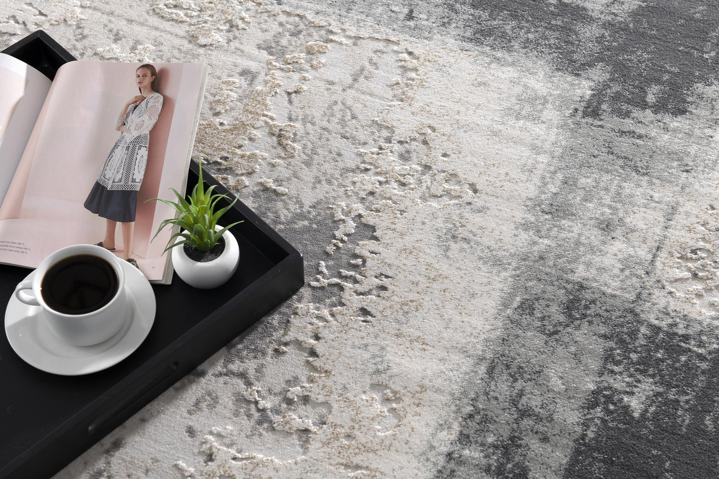 Terano Abstract Contemporary Grey and Beige Indoor Rug-9