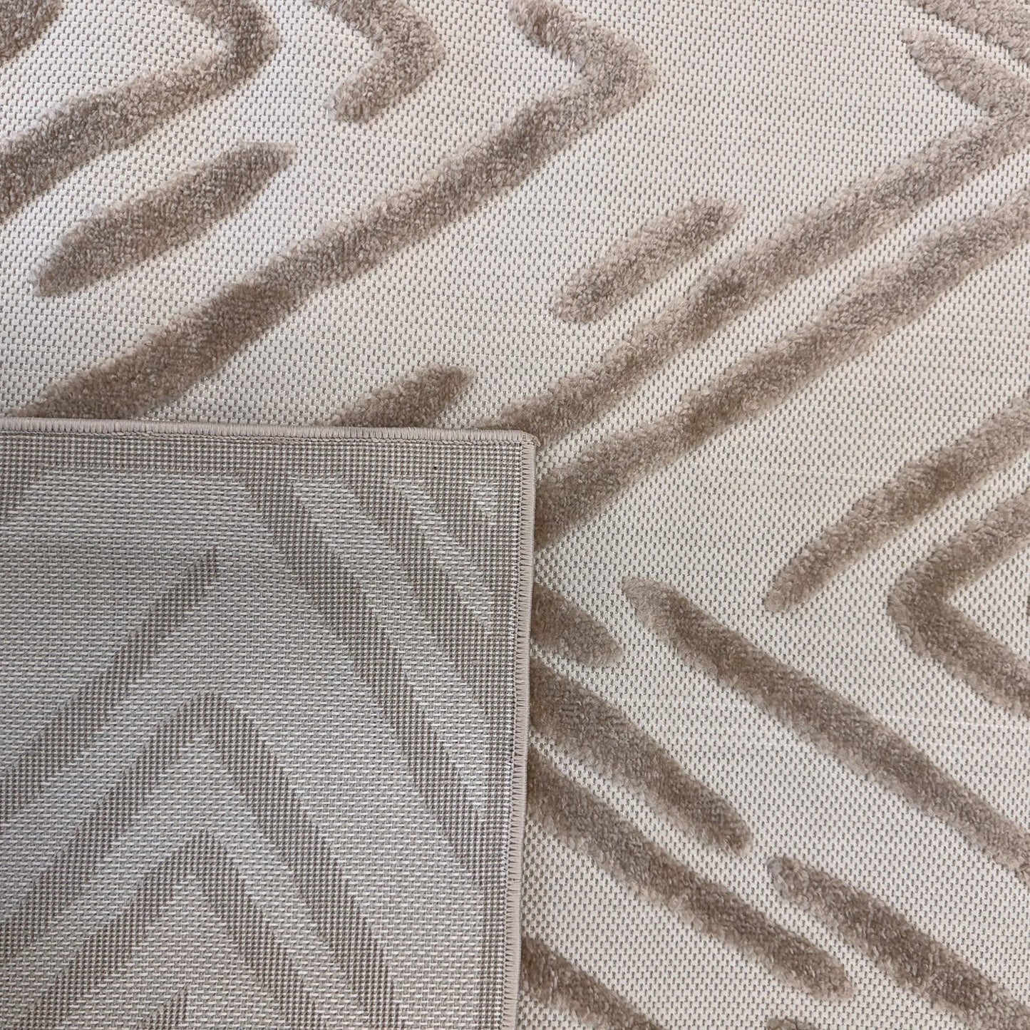 Seren Chevron Contemporary Grey and Beige Indoor Rug-8