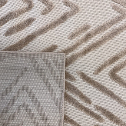 Seren Chevron Contemporary Grey and Beige Indoor Rug-8