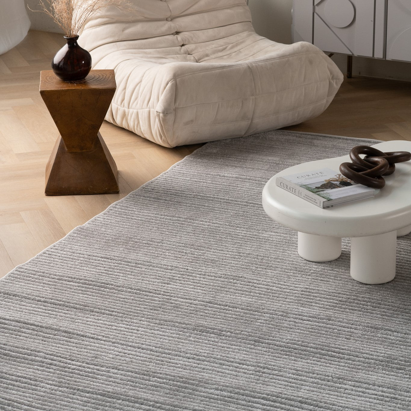Solena Striped Contemporary Grey and Beige Indoor Rug-4