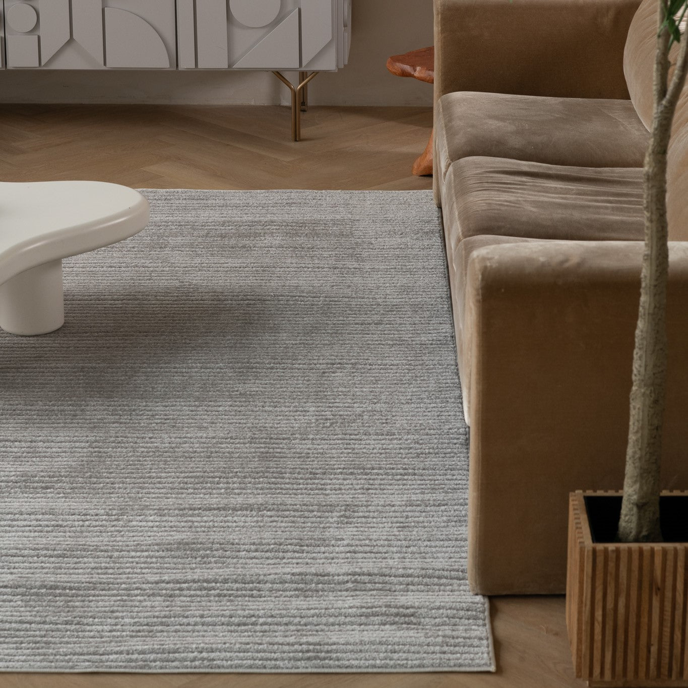 Solena Striped Contemporary Grey and Beige Indoor Rug-5