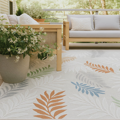 Zaria Botanical Contemporary Cream and Beige Indoor Rug