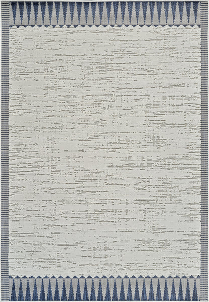 Selva Geometric Contemporary Cream and Blue Indoor Rug