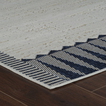 Selva Geometric Contemporary Cream and Blue Indoor Rug