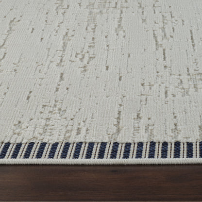 Selva Geometric Contemporary Cream and Blue Indoor Rug