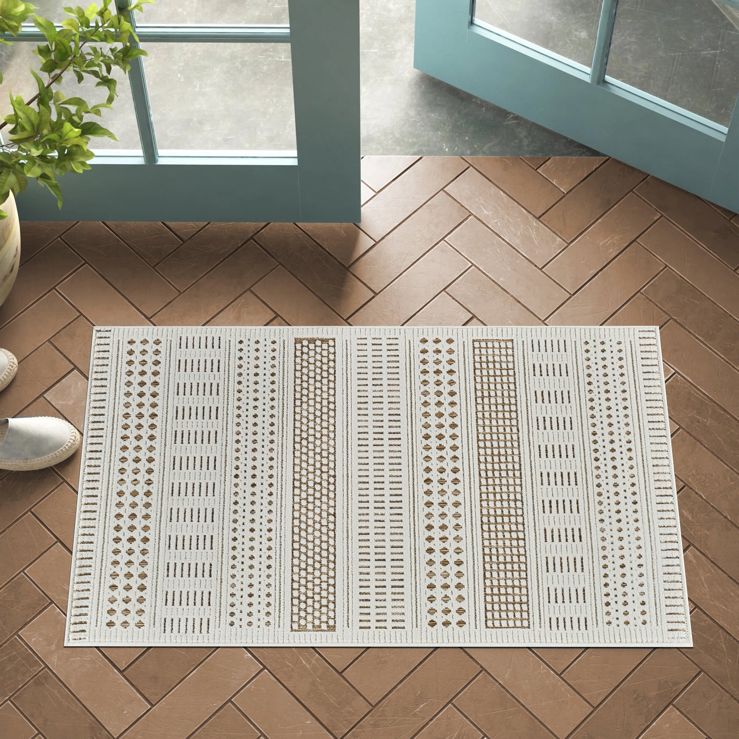 Alfombra beige moderna abstracta Maise