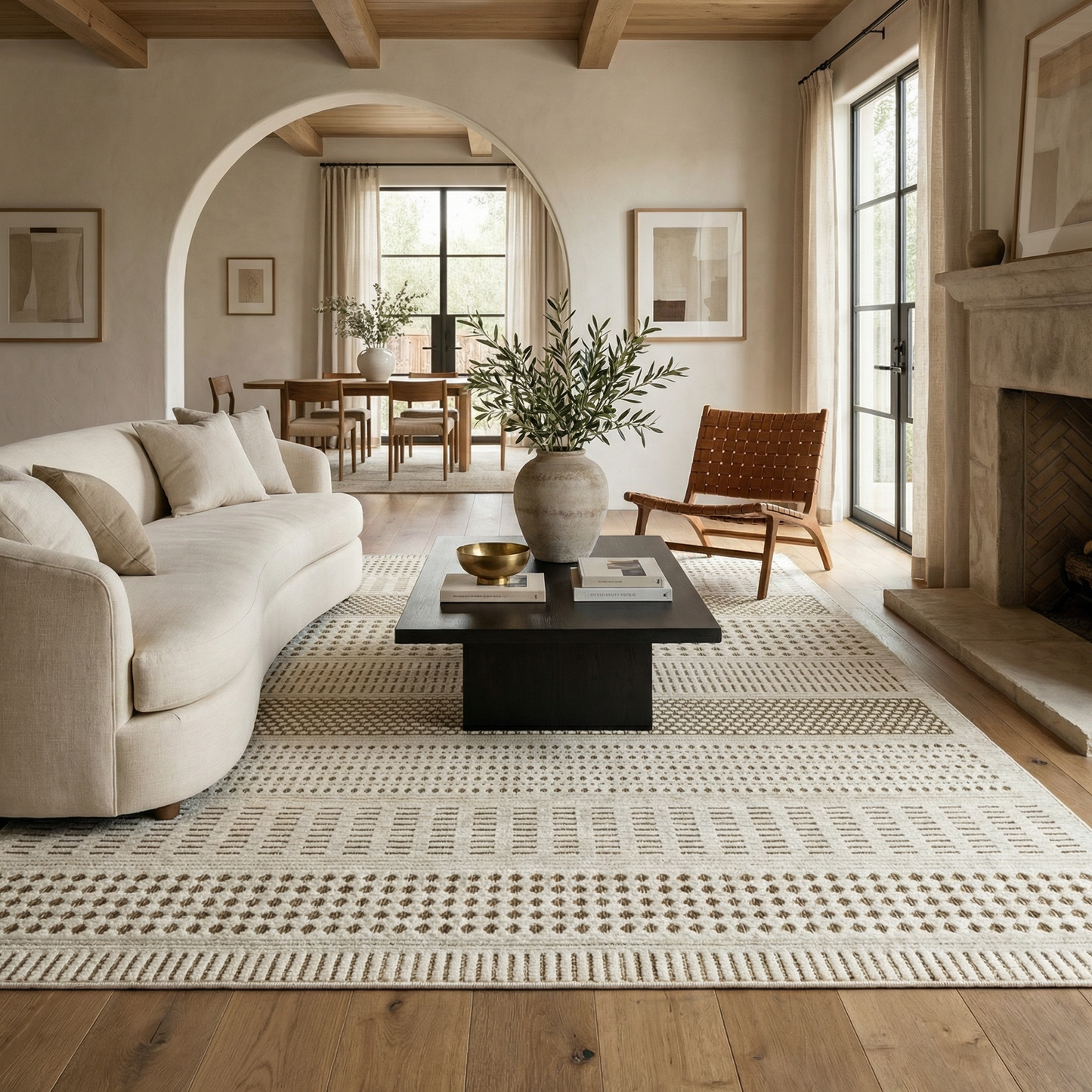 Alfombra beige moderna abstracta Maise