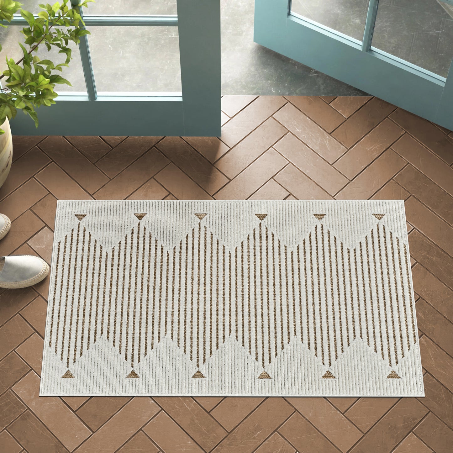 Maise Striped Modern Beige Rug