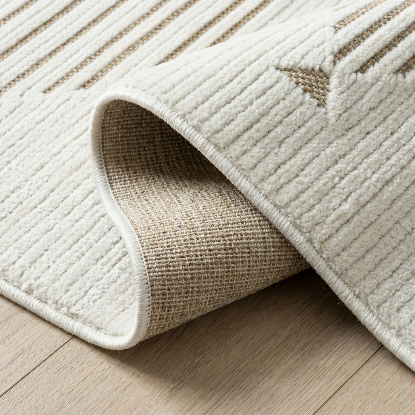 Alfombra moderna beige a rayas Maise
