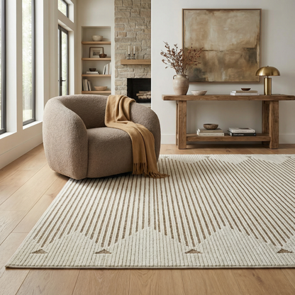 Alfombra moderna beige a rayas Maise