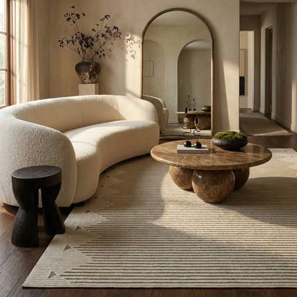 Alfombra moderna beige a rayas Maise