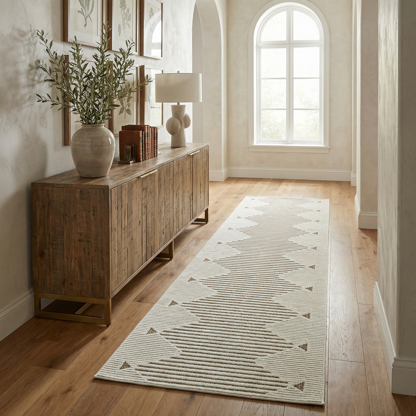 Alfombra moderna beige a rayas Maise