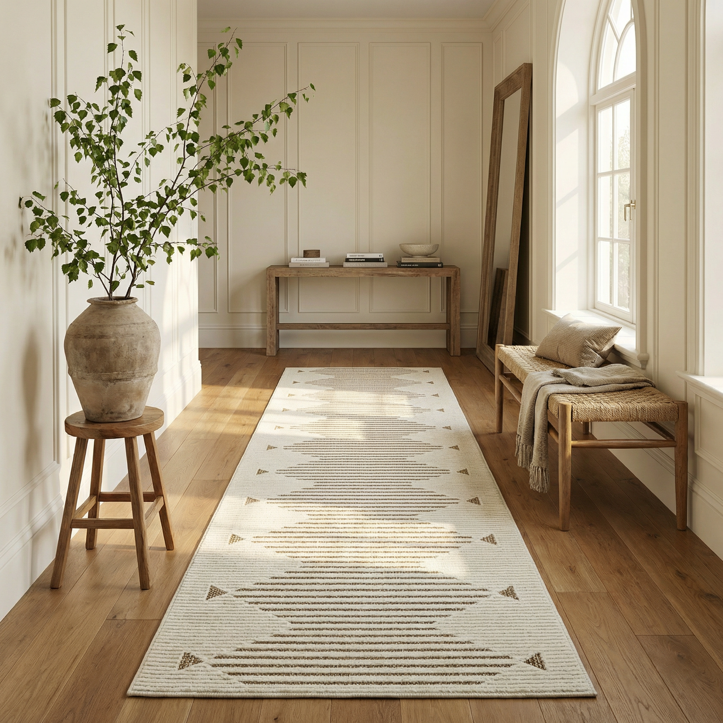 Alfombra moderna beige a rayas Maise