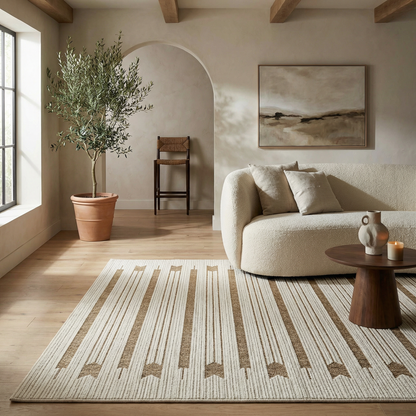Alfombra beige moderna abstracta Maise